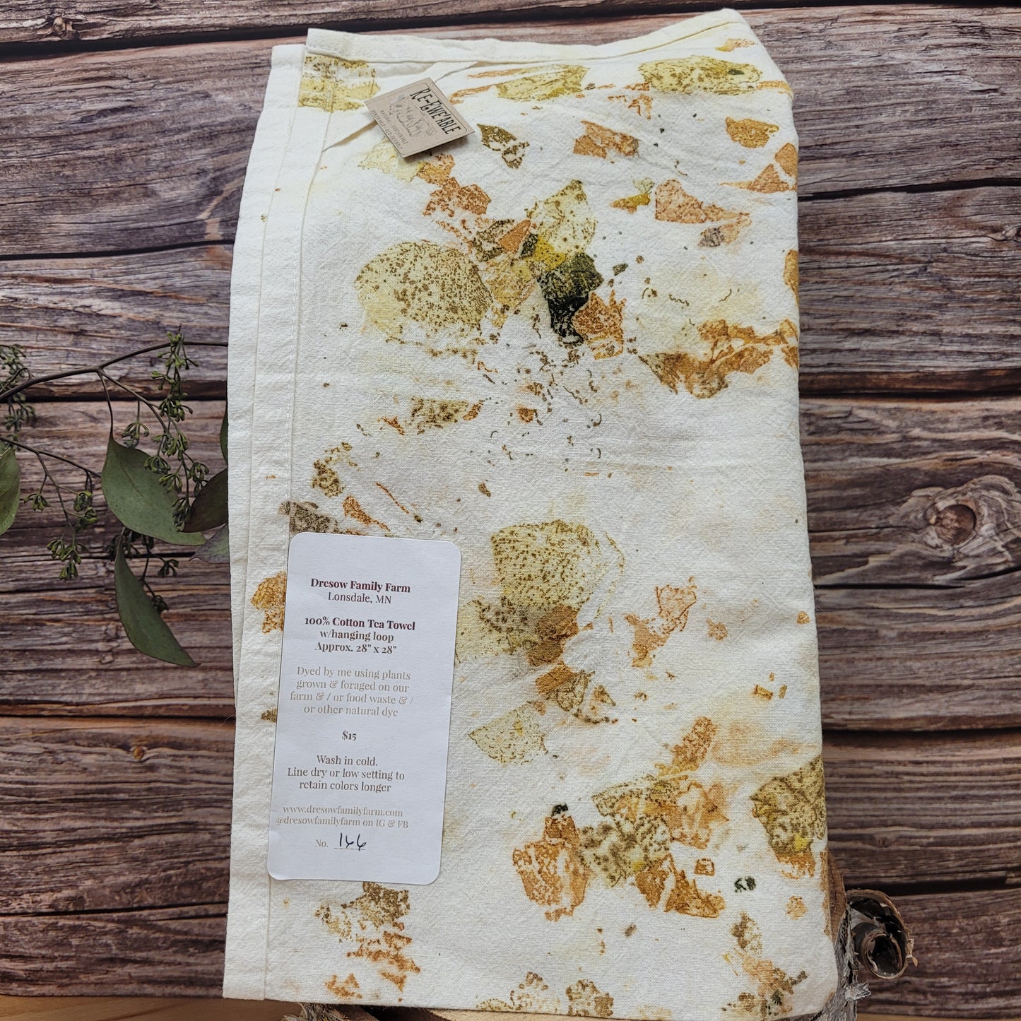 Natural Hand Dyed Kitchen Towel