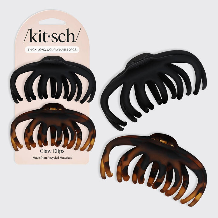 Recycled Plastic Octopus Claw Clips 2pc - Black & Tort